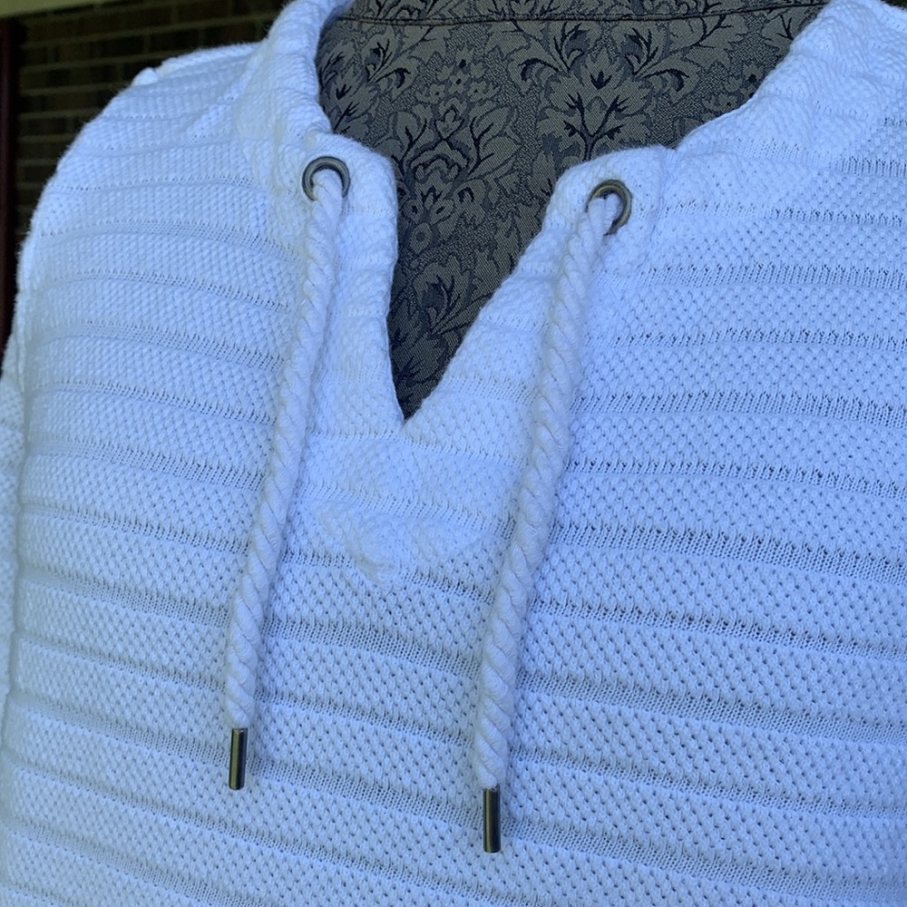 Talbots White Pullover, Drawstring At Neck, Size … - image 2